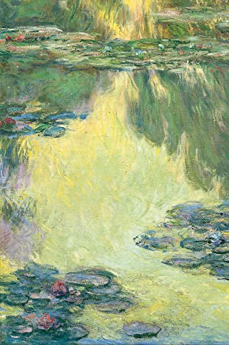 1art1 Claude Monet Poster Seerosen, 1907 (Grün-Gelb) Bilder Leinwand-Bild Auf Keilrahmen | XXL-Wandbild Poster Kunstdruck Als Leinwandbild 30x20 cm von 1art1