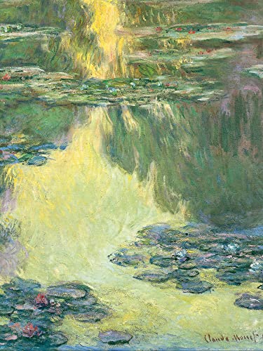 1art1 Claude Monet Poster Seerosen, 1907 (Grün-Gelb) Bilder Leinwand-Bild Auf Keilrahmen | XXL-Wandbild Poster Kunstdruck Als Leinwandbild 40x30 cm von 1art1