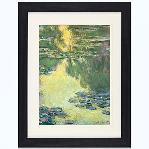1art1 Claude Monet Poster Seerosen, 1907 (Grün-Gelb) Gerahmtes Bild Mit Edlem Passepartout | Wand-Bilder | Im Bilderrahmen 40x30 cm von 1art1