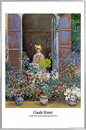 1art1 Claude Monet Poster Plakat | Bild und Kunststoff-Rahmen - Camille Monet Am Fenster, Argenteuil, 1873 (91 x 61cm) von 1art1