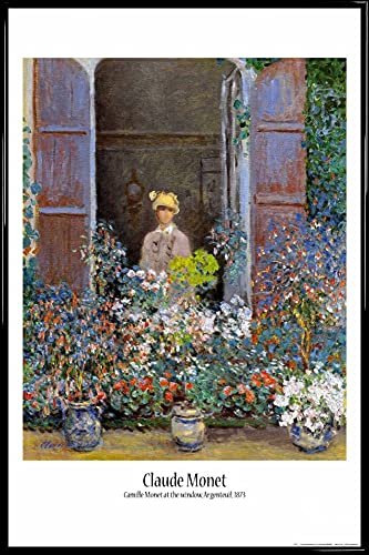 1art1 Claude Monet Poster Plakat | Bild und Kunststoff-Rahmen - Camille Monet Am Fenster, Argenteuil, 1873 (91 x 61cm) von 1art1