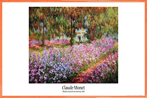 1art1 Claude Monet Poster Plakat | Bild und Kunststoff-Rahmen - Der Garten des Künstlers In Giverny, 1900 (91 x 61cm) von 1art1