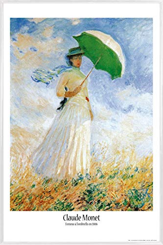 1art1 Claude Monet Poster Plakat | Bild und Kunststoff-Rahmen - Frau Mit Sonnenschirm, 1886 (91 x 61cm) von 1art1