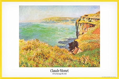 1art1 Claude Monet Poster Plakat | Bild und Kunststoff-Rahmen - Klippe in Varengeville, 1882 (91 x 61cm) von 1art1