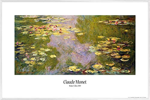 1art1 Claude Monet Poster Plakat | Bild und Kunststoff-Rahmen - Seerosen, 1919 (91 x 61cm) von 1art1