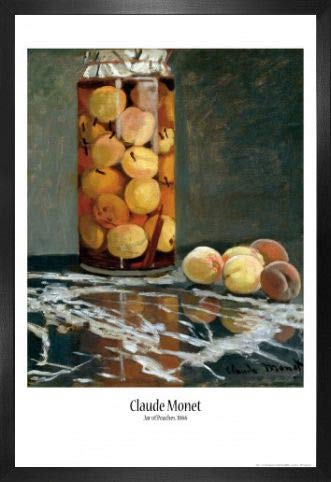 1art1 Claude Monet Poster Plakat | Bild und MDF-Rahmen - Pfirsiche im Glas, 1866 (91 x 61cm) von 1art1