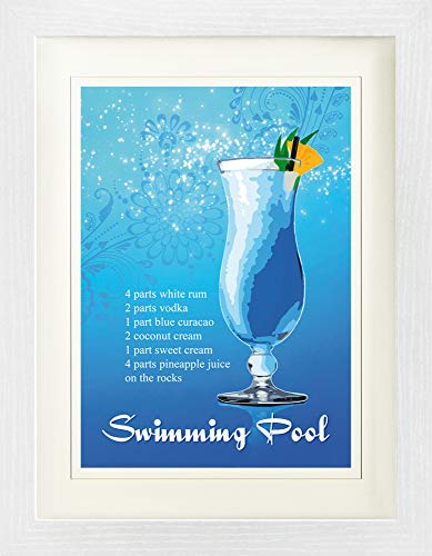 1art1 Cocktails Poster Swimming Pool Gerahmtes Bild Mit Edlem Passepartout | Wand-Bilder | Im Bilderrahmen 40x30 cm von 1art1