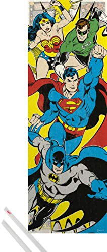DC Comics Plakat | Bild (158x53 cm) Batman, Supergirl, Superman, Green Lantern + EIN Paar Posterleisten, Transparent von 1art1