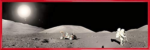 1art1 Der Mond Poster Kunstdruck Bild und Kunststoff-Rahmen - Panorama, Der Letzte Mann Auf Dem Mond, Apollo 17 Am 14. Dezember 1972 (91 x 30cm) von 1art1