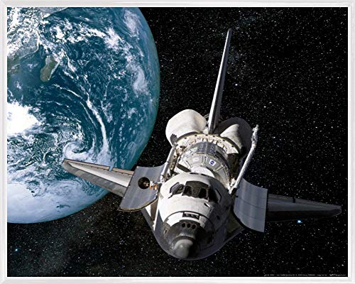 1art1 Der Weltraum Poster Kunstdruck Bild und Kunststoff-Rahmen - Erde Und Space Shuttle (50 x 40cm) von 1art1