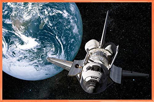 1art1 Der Weltraum Poster Plakat | Bild und Kunststoff-Rahmen - Erde Und Space Shuttle (91 x 61cm) von 1art1
