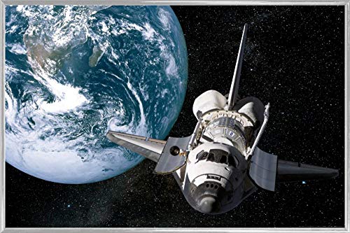 1art1 Der Weltraum Poster Plakat | Bild und Kunststoff-Rahmen - Erde Und Space Shuttle (91 x 61cm) von 1art1