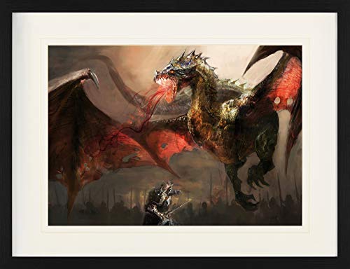 1art1 Drachen Poster Der Ritter Im Kampf Gegen Den Drachen Gerahmtes Bild Mit Edlem Passepartout | Wand-Bilder | Im Bilderrahmen 80x60 cm 1art1 Drachen Poster Der Ritter Im Kampf Gegen Den Drachen Gerahmtes Bild Mit Edlem Passepartout | Wand-Bilder | Im Bilderrahmen 80x60 cm von 1art1