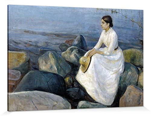 1art1 Edvard Munch Poster Inger Am Strand, Sommernacht, 1889 Bilder Leinwand-Bild Auf Keilrahmen | XXL-Wandbild Poster Kunstdruck Als Leinwandbild 180x120 cm von 1art1