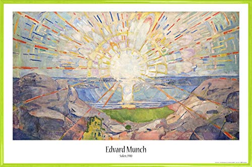 1art1 Edvard Munch Poster Plakat | Bild und Kunststoff-Rahmen - Die Sonne, 1910 (91 x 61cm) von 1art1