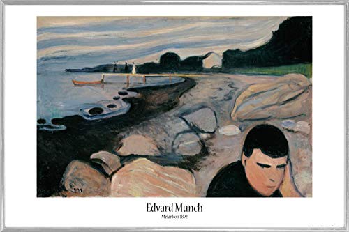 1art1 Edvard Munch Poster Plakat | Bild und Kunststoff-Rahmen - Melancholie, 1892 (91 x 61cm) von 1art1