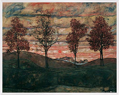 1art1 Egon Schiele Poster Kunstdruck Bild und Kunststoff-Rahmen - Vier Bäume, Kastanienallee im Herbst, 1917 (50 x 40cm) von 1art1