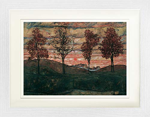 1art1 Egon Schiele Poster Vier Bäume, Kastanienallee im Herbst, 1917 Gerahmtes Bild Mit Edlem Passepartout | Wand-Bilder | Im Bilderrahmen 40x30 cm von 1art1