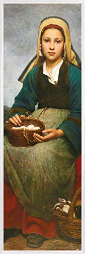 1art1 Emile Auguste Hublin Poster Kunstdruck Bild und Kunststoff-Rahmen - Junges Mädchen Mit Einem Korb Voller Eiern, 1874 (91 x 30cm) von 1art1