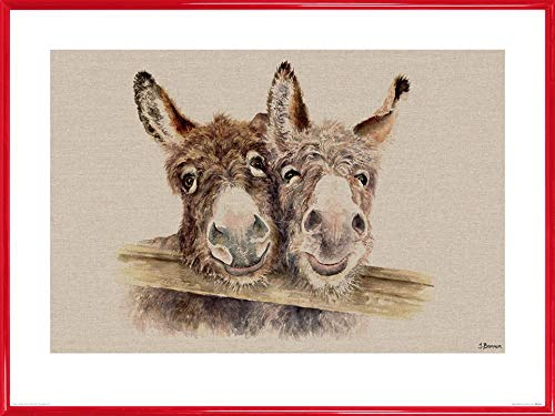 1art1 Esel Poster Kunstdruck Bild und Kunststoff-Rahmen - Stan & Ollie, Jane Bannon (80 x 60cm) von 1art1