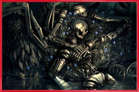 1art1 Fantasy Poster Plakat | Bild und Kunststoff-Rahmen - Roboter (91 x 61cm) von 1art1