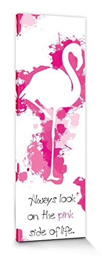 1art1 Flamingos Poster Always Look On The Pink Side of Life Bilder Leinwand-Bild Auf Keilrahmen | XXL-Wandbild Poster Kunstdruck Als Leinwandbild 150x50 cm von 1art1