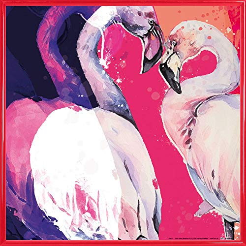 1art1 Flamingos Poster Kunstdruck Bild und Kunststoff-Rahmen - Flamingo Love (40 x 40cm) von 1art1