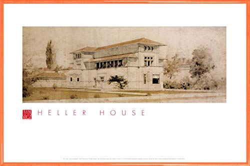 1art1 Frank Lloyd Wright Poster Plakat | Bild und Kunststoff-Rahmen - Heller House (91 x 61cm) von 1art1