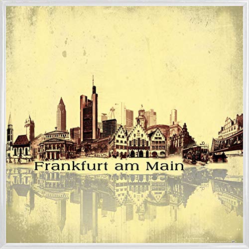 1art1 Frankfurt Poster Kunstdruck Bild und Kunststoff-Rahmen - Städte-Collage, Vintage Style (40 x 40cm) von 1art1