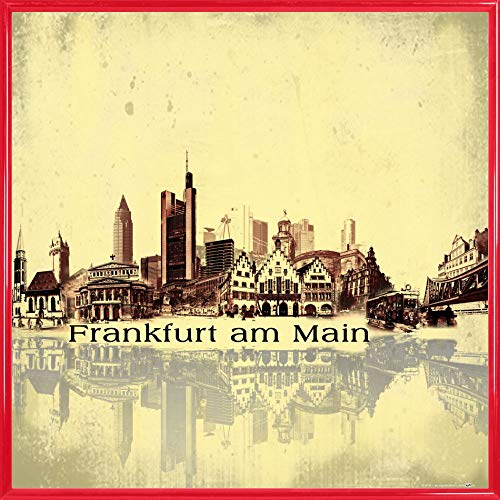 1art1 Frankfurt Poster Kunstdruck Bild und Kunststoff-Rahmen - Städte-Collage, Vintage Style (40 x 40cm) von 1art1