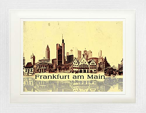 1art1 Frankfurt Poster Städte-Collage, Vintage Style Gerahmtes Bild Mit Edlem Passepartout | Wand-Bilder | Im Bilderrahmen 40x30 cm von 1art1