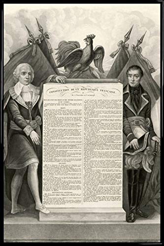 1art1 Frankreich Poster Plakat | Bild und Kunststoff-Rahmen - Verfassung Der Französischen Republik, 22. August 1795 (91 x 61cm) von 1art1