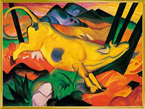 1art1 Franz Marc Poster Kunstdruck Bild und Kunststoff-Rahmen - Die Gelbe Kuh, 1911 (80 x 60cm) von 1art1