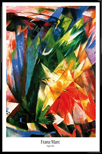 1art1 Franz Marc Poster Plakat | Bild und Kunststoff-Rahmen - Die Vögel, 1914 (91 x 61cm) von 1art1