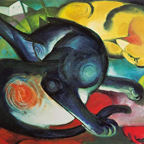 1art1 Franz Marc Poster Zwei Katzen, Blau Und Gelb, 1912 Kunstdruck Bild 70x70 cm von 1art1