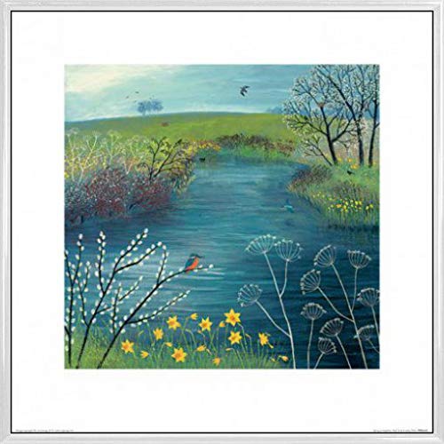 1art1 Frühling Poster Kunstdruck Bild und Kunststoff-Rahmen - Spring at Kingfisher Pool, Jo Grundy (40 x 40cm) von 1art1