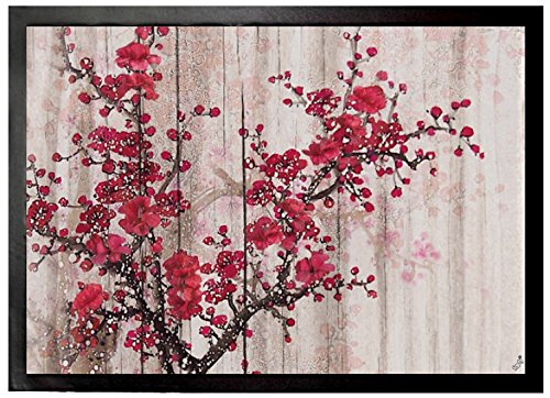 1art1 Frühling Rote Quittenblüten Fußmatte Dekomatte Innenbereich | Design Türmatte 70x50 cm von 1art1