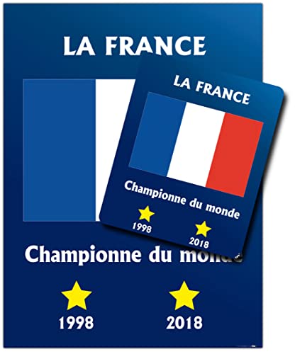 1art1 Fußball, Frankreich Weltmeister 1998 2018 1 Kunstdruck Bild (80x60 cm) + 1 Mauspad (23x19 cm) Geschenkset von 1art1