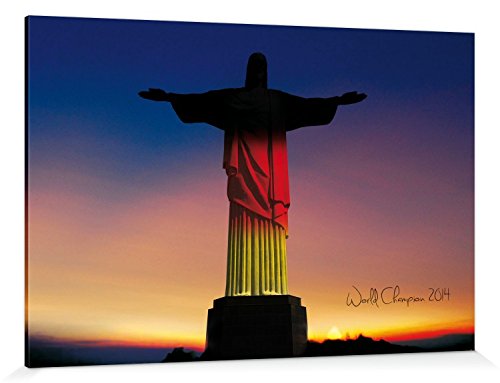 1art1 Fußball Poster Deutschland Weltmeister 2014, Cristo In Schwarz, Rot, Gold Bilder Leinwand-Bild Auf Keilrahmen | XXL-Wandbild Poster Kunstdruck Als Leinwandbild 180x120 cm von 1art1