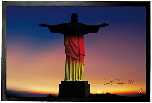 1art1 Fußball Deutschland Weltmeister 2014, Cristo In Schwarz, Rot, Gold Fußmatte Dekomatte Innenbereich | Design Türmatte 60x40 cm von 1art1