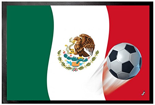 1art1 Fußball Mexico Länder-Flagge Fußmatte Dekomatte Innenbereich | Design Türmatte 60x40 cm von 1art1