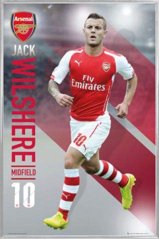 1art1 Fußball Poster Plakat | Bild und Kunststoff-Rahmen - FC Arsenal, Jack Wilshere 2014/15 (91 x 61cm) von 1art1
