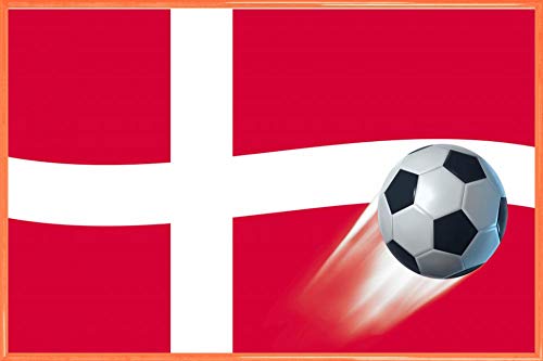 1art1 Fußball Poster Plakat | Bild und Kunststoff-Rahmen - Dänemark Länder-Flagge (91 x 61cm) von 1art1