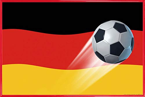 1art1 Fußball Poster Plakat | Bild und Kunststoff-Rahmen - Deutschland-Länder-Flagge (91 x 61cm) von 1art1