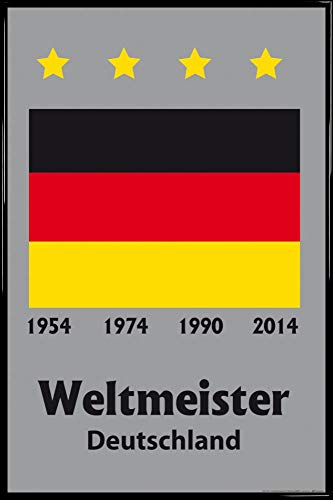 1art1 Fußball Poster Plakat | Bild und Kunststoff-Rahmen - Deutschland Weltmeister 1954, 1974, 1990, 2014 (91 x 61cm) von 1art1