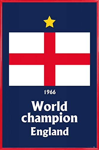 1art1 Fußball Poster Plakat | Bild und Kunststoff-Rahmen - England Weltmeister 1966 (91 x 61cm) von 1art1