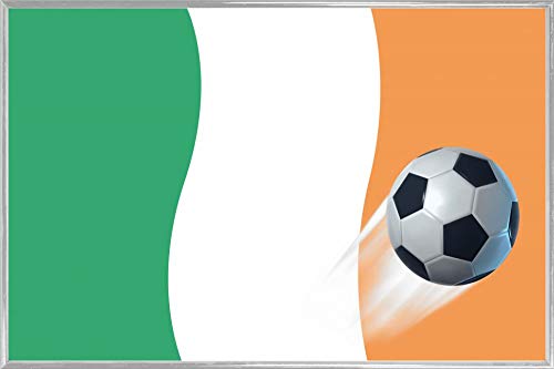 1art1 Fußball Poster Plakat | Bild und Kunststoff-Rahmen - Irland Länder-Flagge (91 x 61cm) von 1art1