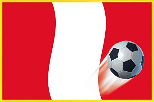 1art1 Fußball Poster Plakat | Bild und Kunststoff-Rahmen - Peru Länder-Flagge (91 x 61cm) von 1art1