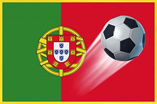 1art1 Fußball Poster Plakat | Bild und Kunststoff-Rahmen - Portugal-Länder-Flagge (91 x 61cm) von 1art1