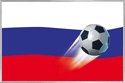 1art1 Fußball Poster Plakat | Bild und Kunststoff-Rahmen - Russland Länder-Flagge (91 x 61cm) von 1art1